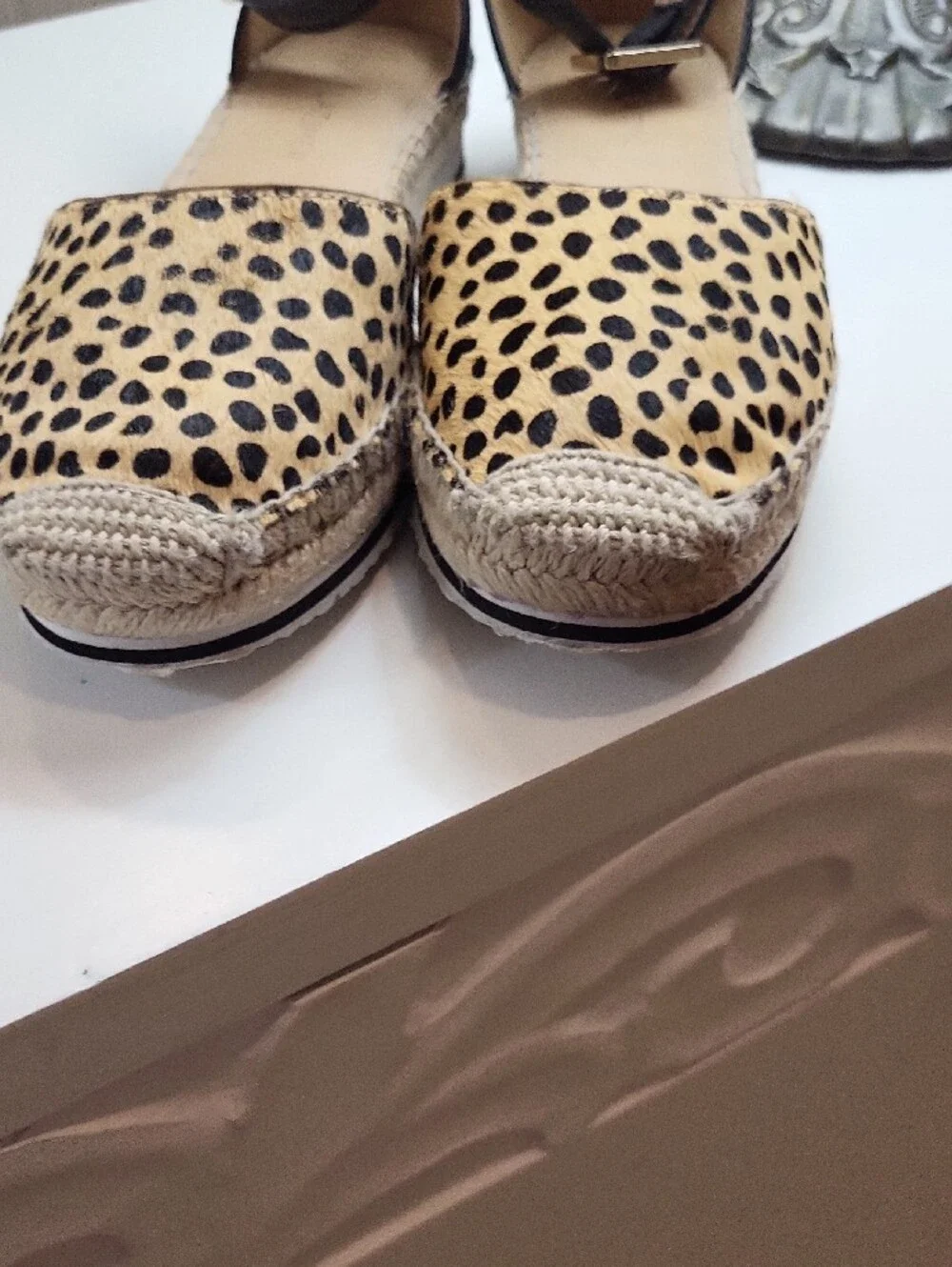 Gibson Latimer Leopard Print Espadrille Flats in Tan and Black